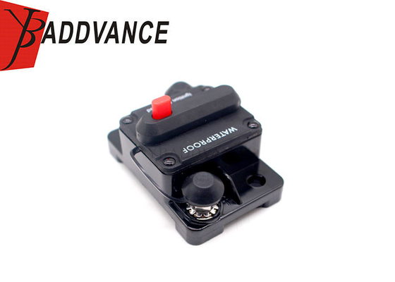 100A Waterproof High Amp Dual Stud Manual Reset Circuit Breaker With Switch (Black)