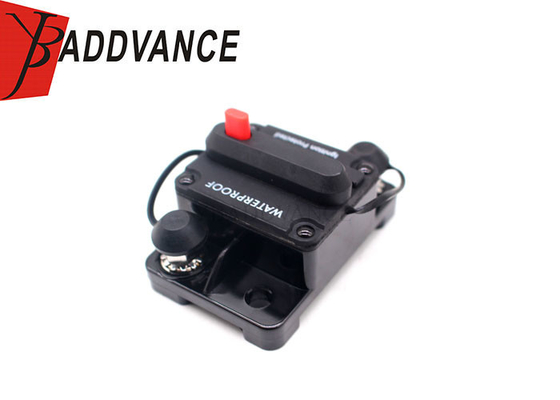 100A Waterproof High Amp Dual Stud Manual Reset Circuit Breaker With Switch (Black)